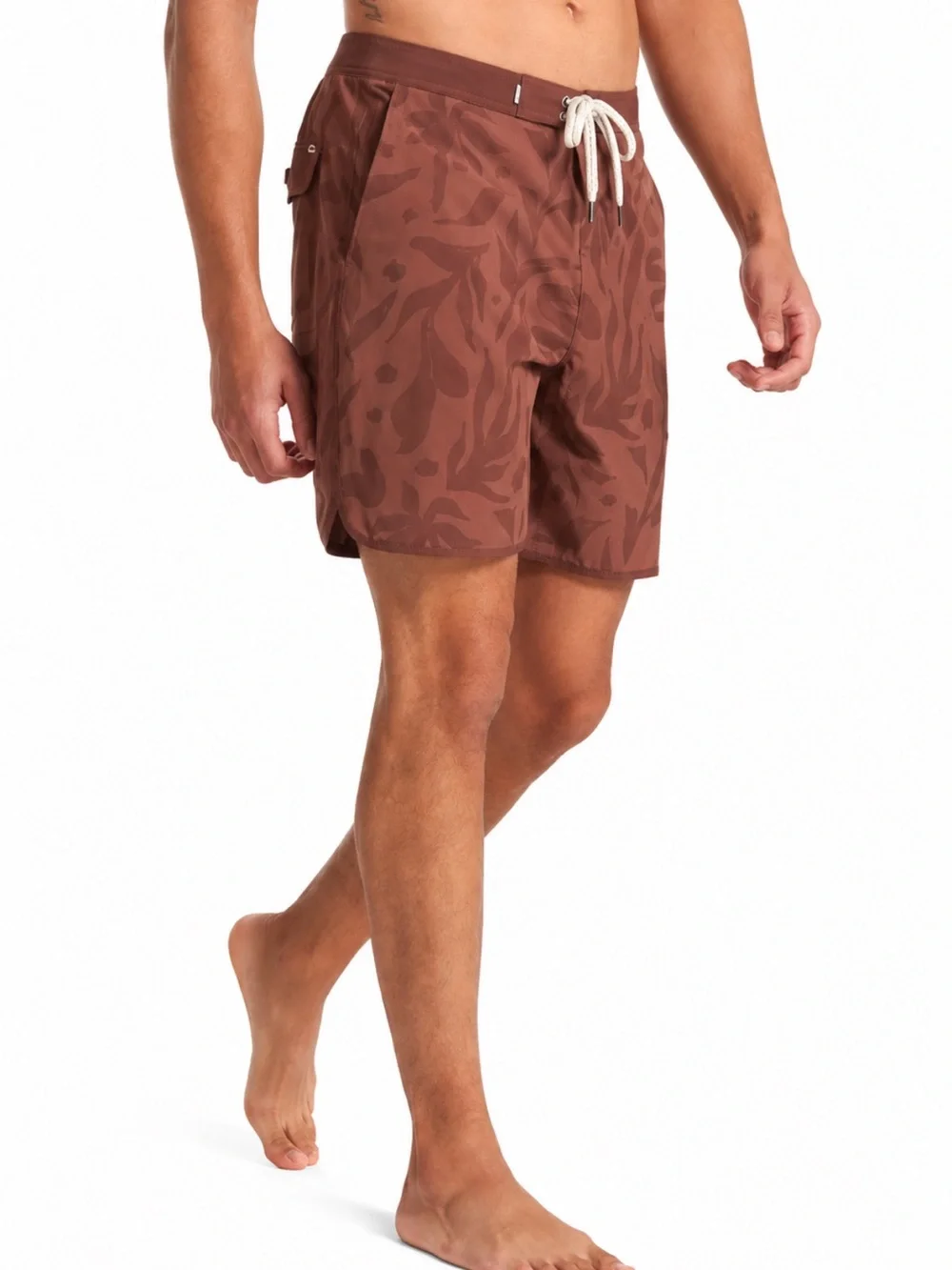 Vuori Cruise Boardshort Men’s Brown Tropical Print Swim Trunks Size 32 EUC!